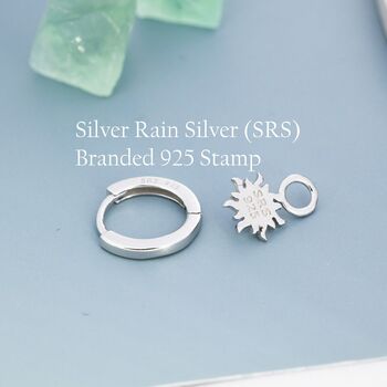 White Opal Sun Huggie Hoop Earrings In Sterling Silver, 6 of 11
