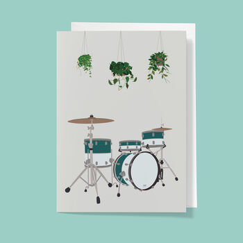Drum Kit Houseplant Card | Music Greetings Card, 3 of 5