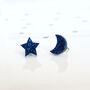Laser Cut Celestial Glitter Star Moon Earrings Studs, thumbnail 2 of 5