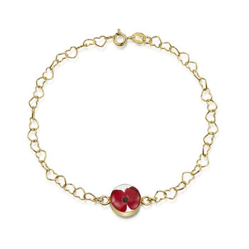 Real Flower Heart Chain 18ct Gold Plated Silver Bracelet – 11 Floral Styles, 9 of 12