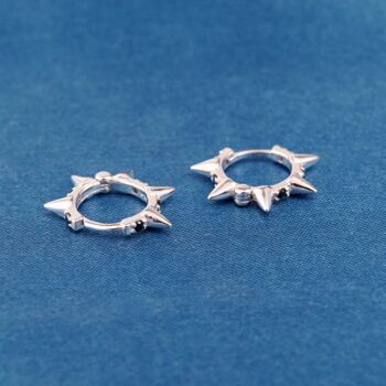 12 Mm Silver Spike Hoops, Hoop Earrings, 4 of 7