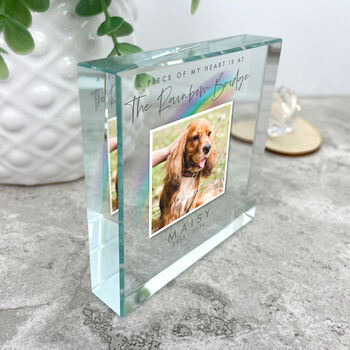 Personalised Rainbow Bridge Pet Photo Crystal Token, 3 of 6