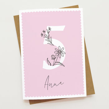 Floral Fifth Birthday Card, 4 of 7