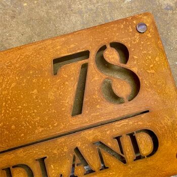 Style C Corten Steel House Name Sign, 4 of 9