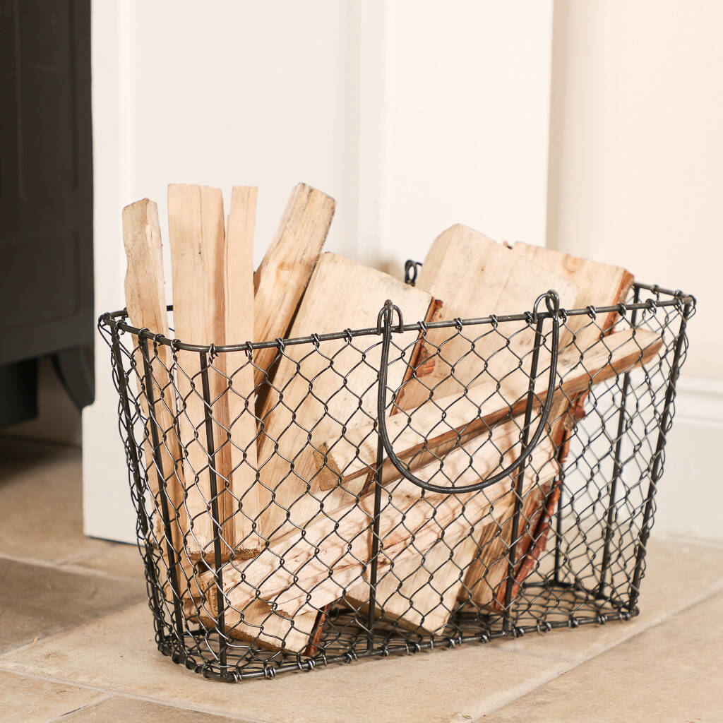 Handwoven Wire Kindling Basket By Dibor