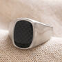 Men's Black Feature Stainless Steel Signet Ring, thumbnail 2 of 9