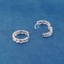 Silver Chain Hoops, Chain Style Huggie Hoop Earrings, Minimalistic Hoops, thumbnail 3 of 7