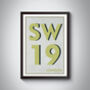 Sw19 Wimbledon, London Postcode Typography Print, thumbnail 7 of 10