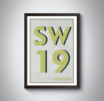 Sw19 Wimbledon, London Postcode Typography Print, 7 of 10