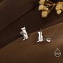 Sterling Silver Cute Weasel Stud Earrings, thumbnail 5 of 11