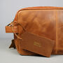 'Stanley' Men's Leather Wash Bag In Tan, thumbnail 5 of 9