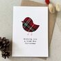 Cute Tartan Robin Scottish Christmas Card, thumbnail 2 of 3