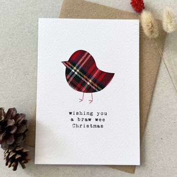 Cute Tartan Robin Scottish Christmas Card, 2 of 3