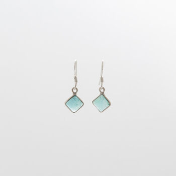 Captivating Blue Apatite Sterling Silver Tile Earrings, 2 of 3