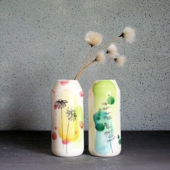 Ceramic Bud Vase With Eucalyptus Leaf Design, 4 of 4