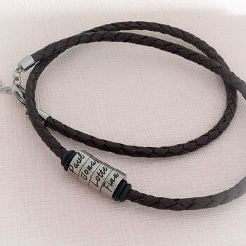 Leather Necklace For Men Personalised With Names, 10 of 11