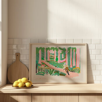 Cycling Art Print Biking In The Woods Scene Poster, 9 of 9