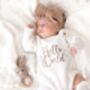 Hello World Embroidered New Baby Long Sleeve Knitted Romper, thumbnail 3 of 12