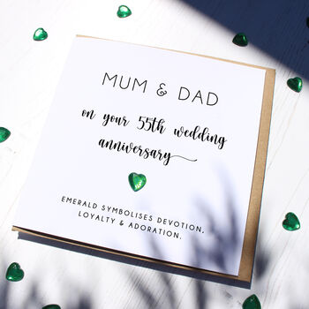 Personalised 55th Emerald Wedding Anniversary Card, 4 of 4