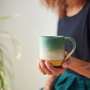 Fair Trade Part Glazed Three Tone Ombre Stoneware Mug, 8 of 12