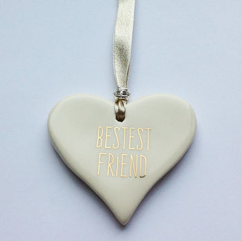 Bestest Friend Ceramic Hanging Heart, 4 of 8