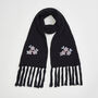 Forget Me Not Knitted Navy Scarf, thumbnail 3 of 5