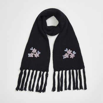 Forget Me Not Knitted Navy Scarf, 3 of 5