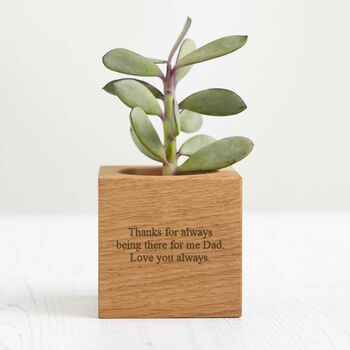 Personalised Solid Oak Micro Plant Pot, 4 of 7