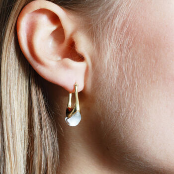 Gold Vermeil Polished Quartz Sterling Silver Drop Earrings, 2 of 8