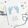 Personalised Footprints New Baby Glitter Cut Out Card, thumbnail 1 of 3