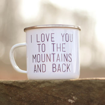 Personalised Love You To The Mountains Enamel Mug, 4 of 5