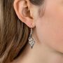 Molten Sterling Silver Topaz And Pearl Drop Earrings, thumbnail 3 of 8