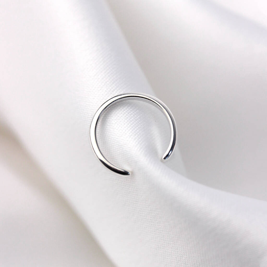 Plain Ear Cuff In Argento Sterling 925 – Gioiello Delicato 5x10 Mm – Senza Foro, Da Indossare Sul Bordo Dell'Orecchio