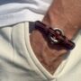 Antique Brown Flat And Round Leather Memorial Urn Bracelet For Ashes, thumbnail 2 of 12