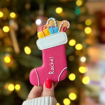 Personalised Christmas Stocking Letterbox Iced Cookie, 2 of 11