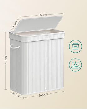 Laundry Hamper With Lid 100 L Bamboo Clothes Basket, 12 of 12
