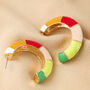 Colourful Enamel Striped Hoop Earrings In Gold Plating, thumbnail 2 of 4