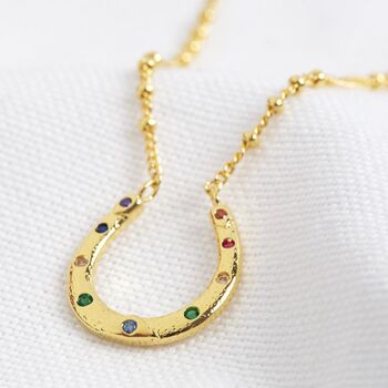 Rainbow Crystal Horseshoe Necklace In Gold Plating, 2 of 5