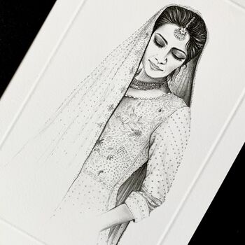 Personalised Wedding Bridal Portrait Illustration, 2 of 4