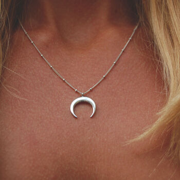 Crescent Moon Goddess Necklace In Silver Or Gold, 5 of 6