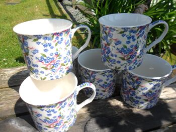 Set Of Six China Palace Mugs In Forget Me Knot Chintz Design, 8 of 8