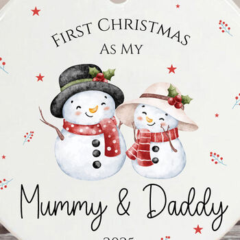 Personalised Mummy And Daddy 1st Christmas Bauble Keepsake Gift, 2 of 4
