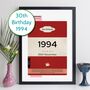 Personalised 30th Birthday Print 1994 Book Cover Gift, thumbnail 2 of 12