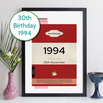 Personalised 30th Birthday Print 1994 Book Cover Gift, 2 of 12