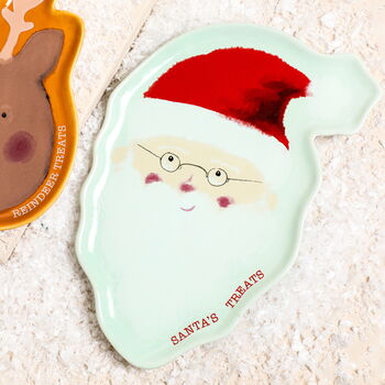 Set Of Two Ceramic Santa And Reindeer Treat Plates, 4 of 6