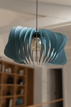 Misty Blue Wooden Pendant Light, 7 of 7