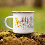 Inky Wildflower Enamel Camping Mug With Personalisation, thumbnail 9 of 12