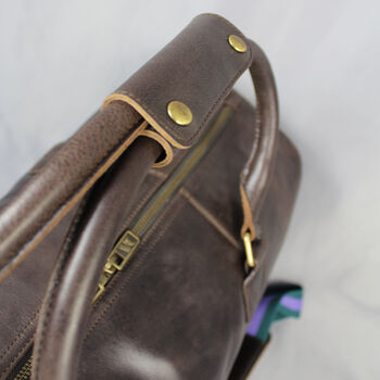 'Watkins' Men's Leather Travel Bag In Chestnut, 11 of 12