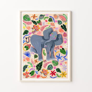 Safari Elephant Nursery Art Print, 2 of 11
