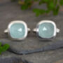 Aquamarine Cufflinks In Solid Sterling Silver, thumbnail 1 of 3